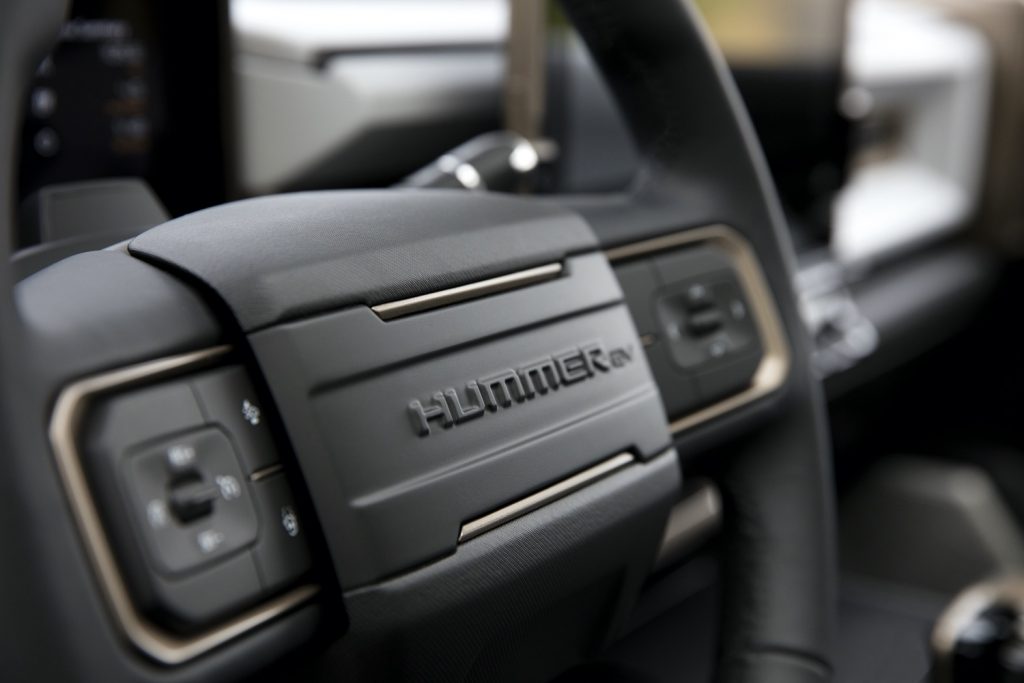 2022 GMC Hummer EV Pickup - Edition 1 - Interior 005 - steering wheel - Hummer EV logo
